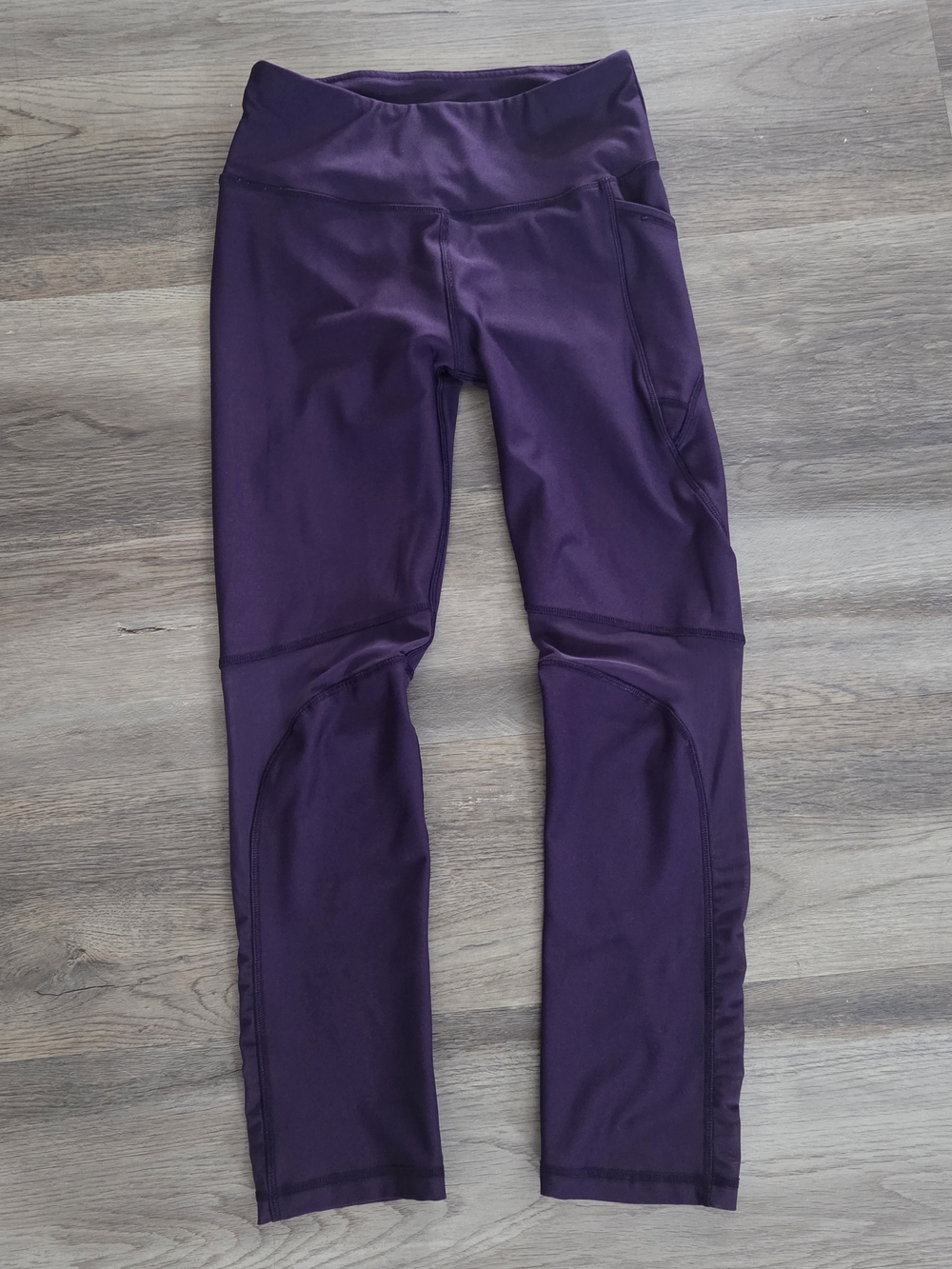 X By Gottex Purple Plum Sheer Cutout Ankle Active Compression Leggings Sz S
